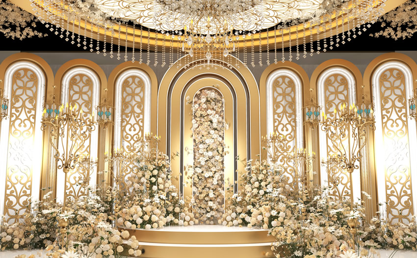 天台香槟色调婚礼堂效果展示