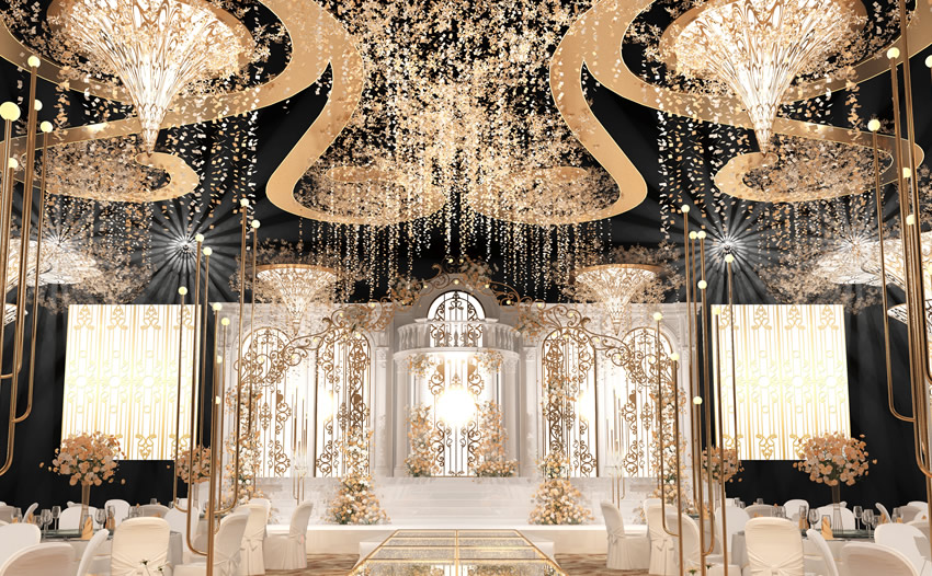 天台花木兰喜事汇金色大厅效果展示